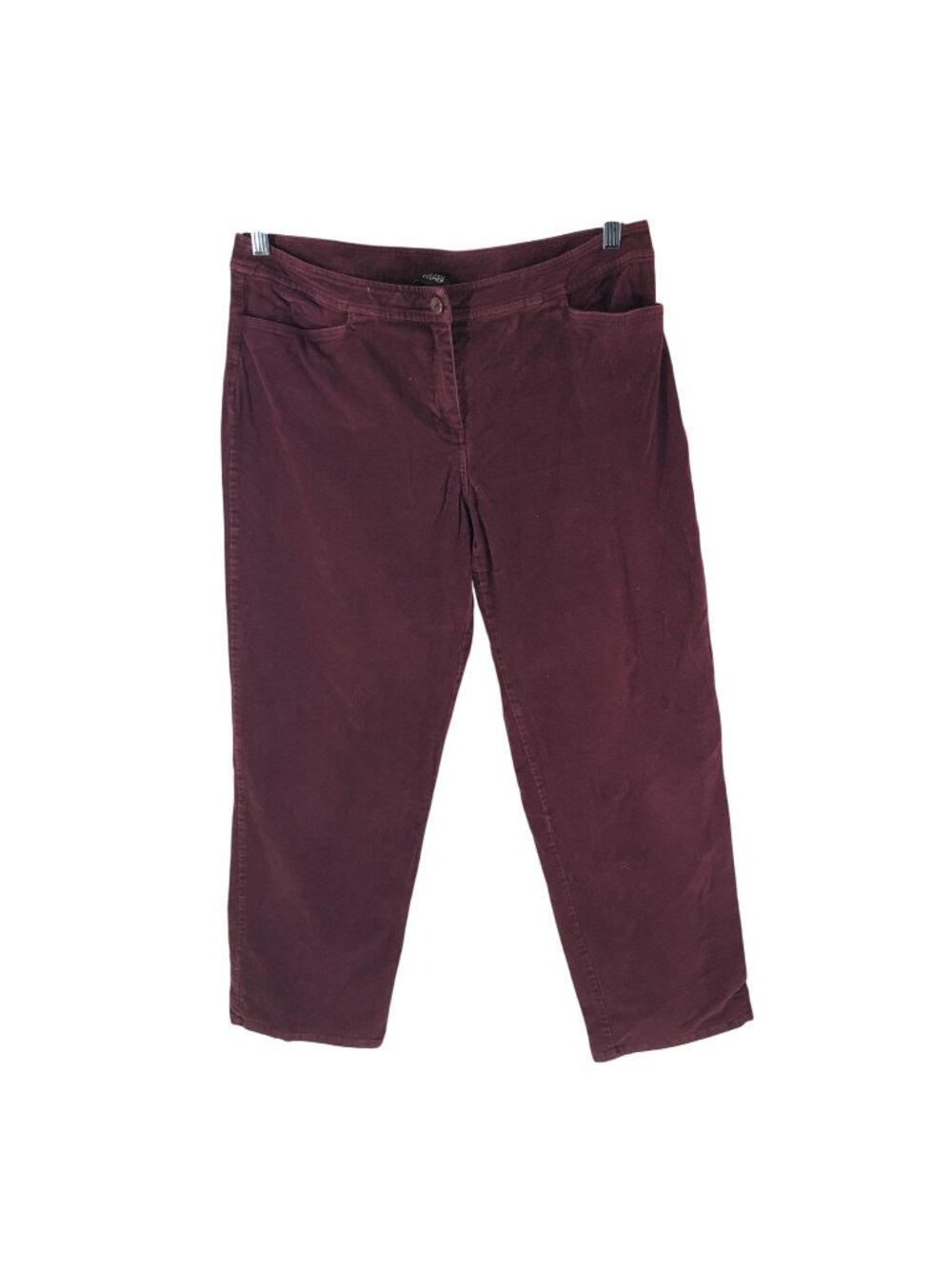 Eileen Fisher Womens Burgundy Velour Pants Size L Cotton Stretch Straight Leg